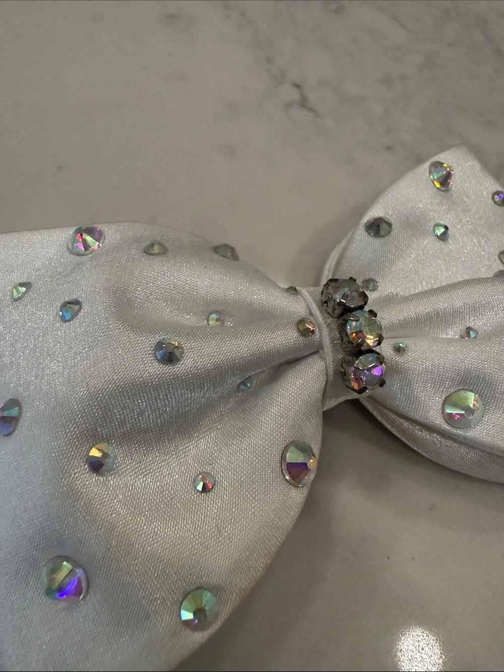 White Iridescent Crystal Bow Hair Clip by Bows of London